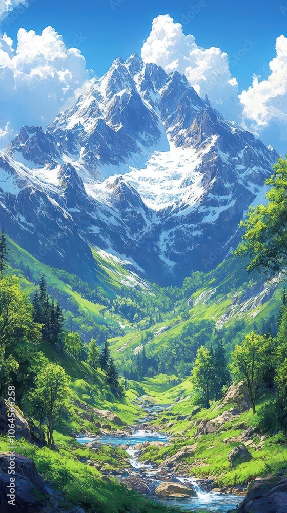 majestic mountain peaks tower into the clear blue sky bathed in sunlight conveying a sense of grandeur and adventure with lush greenery in the foreground inviting exploration majestic mountain peaks tower into the clear blue sky bathed in sunlight conveying a sense of grandeur and adventure with lush greenery in the foreground inviting exploration