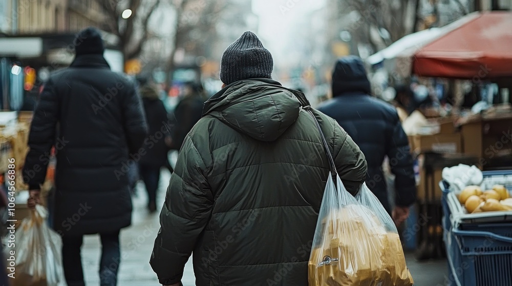 Fototapeta premium Urban Life: Document how migrants contribute to urban life, from markets to public spaces.