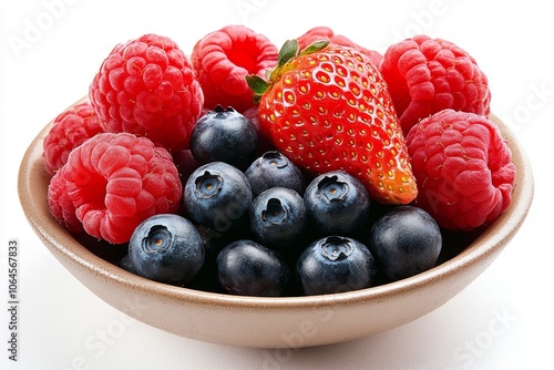 Bowl of fresh berries like strawberries, blueberries, and raspberries, representing antioxidants and low-calorie benefits