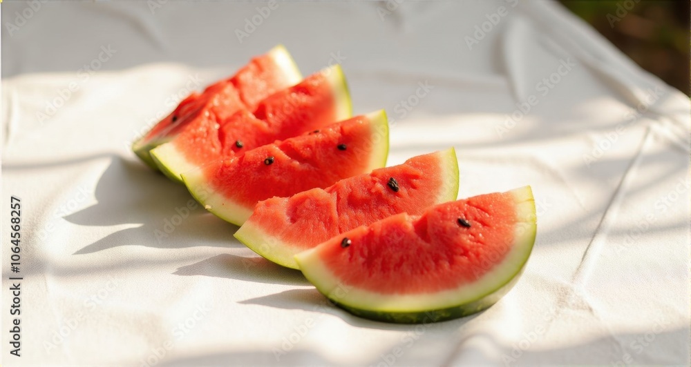 Fresh watermelon slices on a light background Fresh watermelon slices on a light background