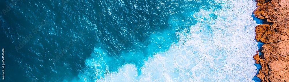 Fototapeta premium Rocky peninsula stretching into the sea, with turbulent waves crashing below, capturing the power and untouched beauty of rugged coastlines