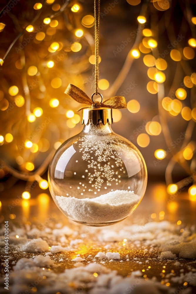 Golden christmas ball at the background of lights Golden christmas ball at the background of lights