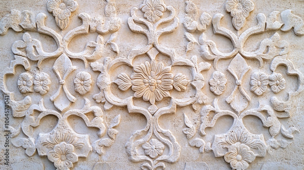 Intricate Floral Wall Carving Design in Light Stone Intricate Floral Wall Carving Design in Light Stone