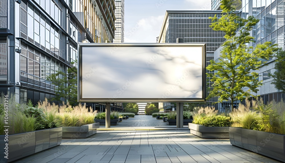 Blank Urban Billboard in Greenery Blank Urban Billboard in Greenery