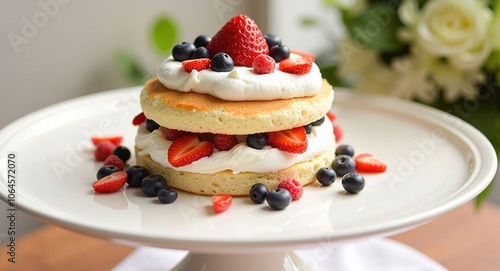 Delicious layered cake with fresh berries