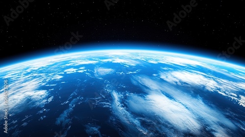 Stunning View of Earth from Space with Serene Blue Atmosphere