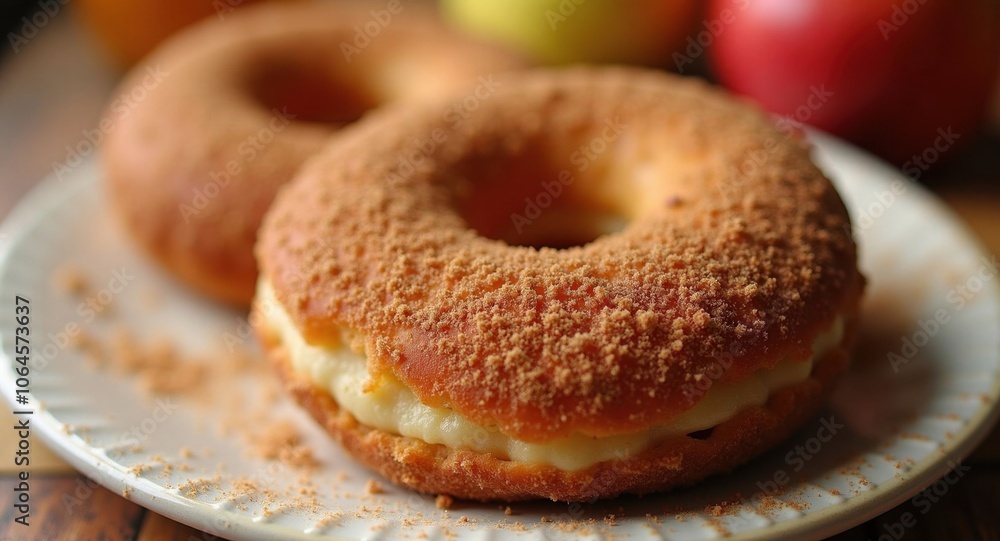 Delicious cream-filled donuts on a plate. Delicious cream-filled donuts on a plate.