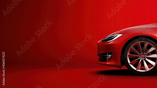 Sleek Red Sports Car on a Vibrant Red Background