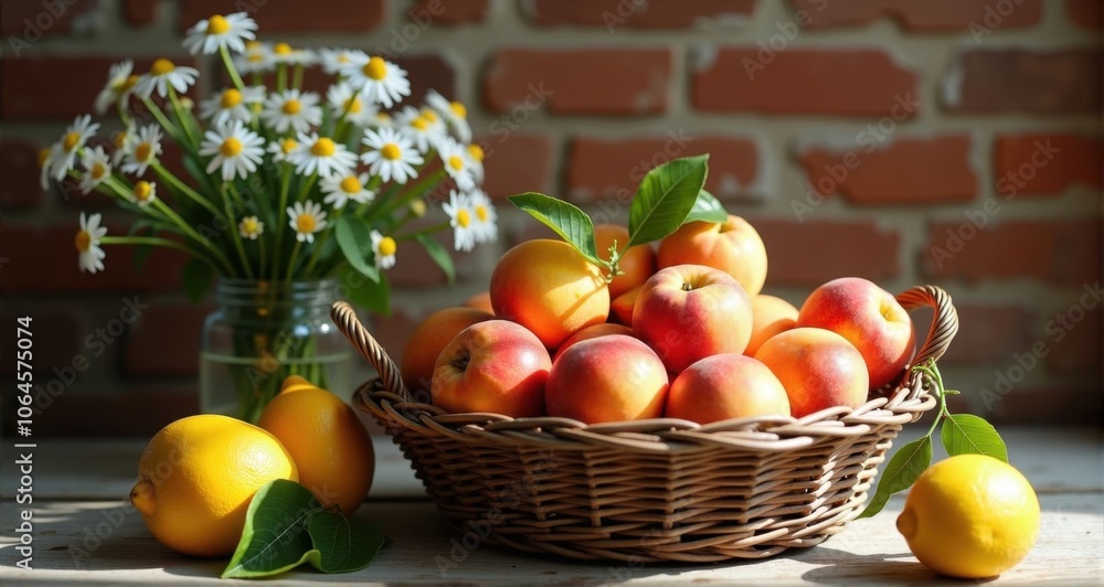 Fresh apples and lemons in a basket Fresh apples and lemons in a basket