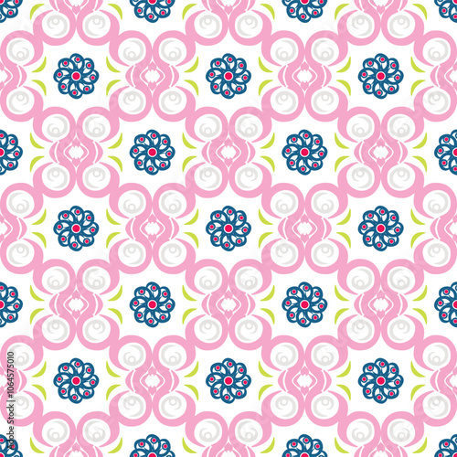 Seamless Vector Bohemian Damask Pattern with Tribal and Native Design Elements