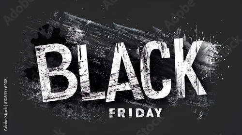 Black Friday poster with white chalk letters on dark background. Discount sale graffiti concept.