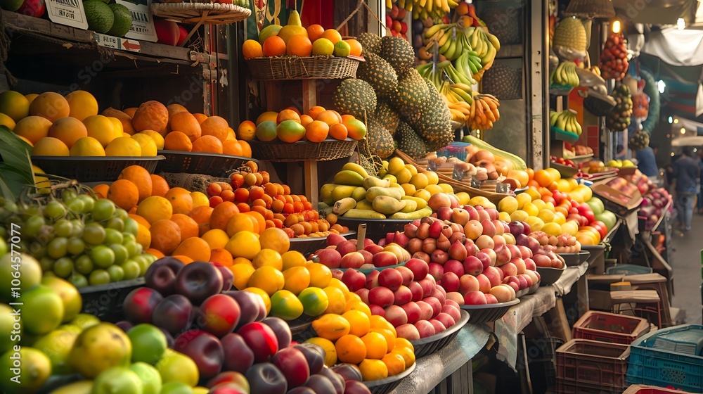 Fruits abound in the historic bazaar marketplace old small lane Fruits abound in the historic bazaar marketplace old small lane