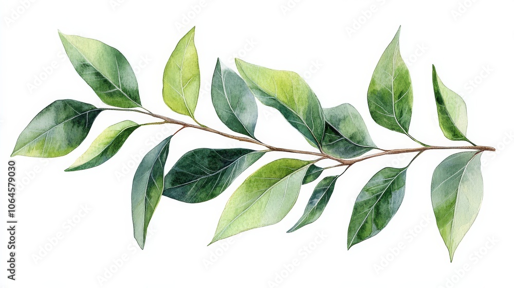 Eucalyptus Leaf Branch on White Background Eucalyptus Leaf Branch on White Background