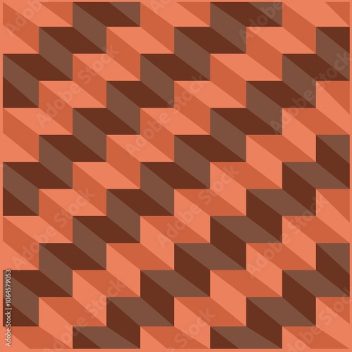 Abstract geometric pattern featuring a dynamic interplay of orange and brown rectangular shapes. Perfect for backgrounds and design concepts, exuding modern and artistic vibes.