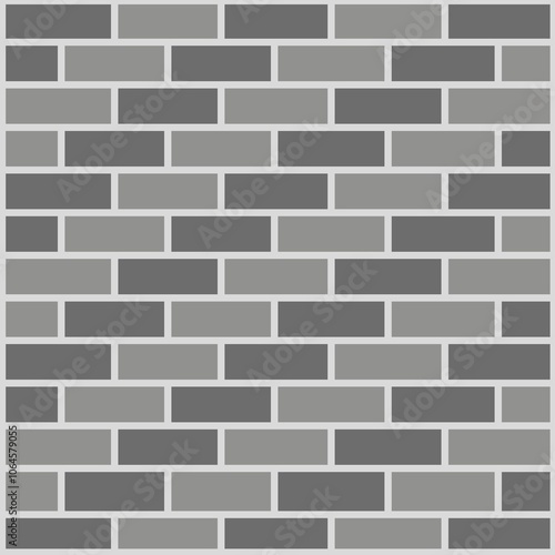 A seamless pattern of gray bricks arranged in a horizontal layout, ideal for modern interior design projects. The minimalist and textured appearance is perfect for backgrounds or architectural concept