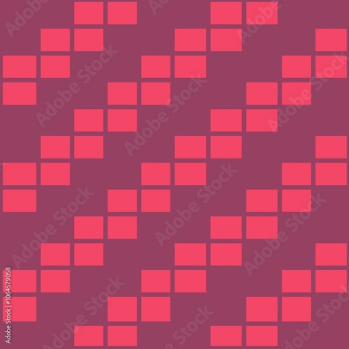A contemporary geometric design featuring red squares arranged in a symmetrical pattern on a maroon background. Ideal for modern art, digital textiles, and graphic design projects.