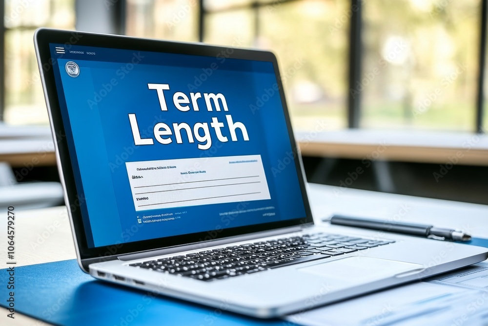 Table with an open laptop displaying an electronic loan note, with key terms like “Term Length†visible on screen, symbolizing modern financial agreements Table with an open laptop displaying an electronic loan note, with key terms like “Term Length†visible on screen, symbolizing modern financial agreements