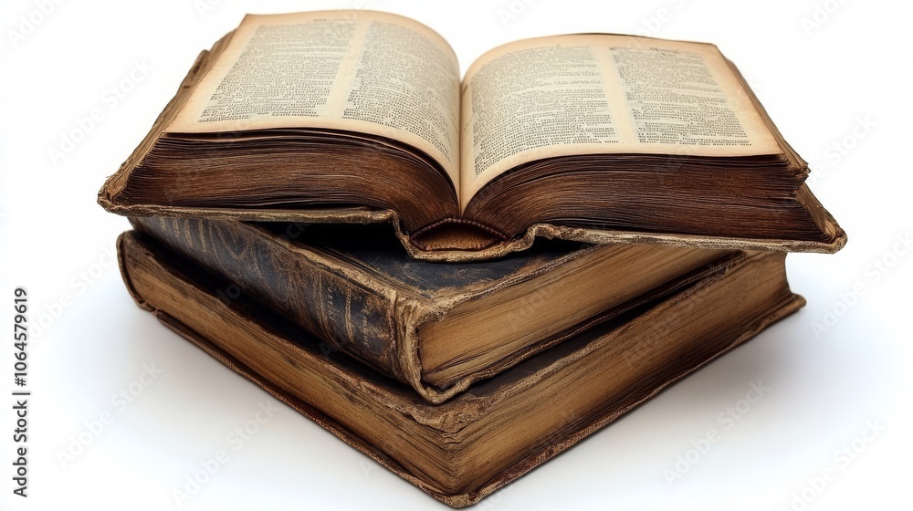 Three Open Books on a White Background Three Open Books on a White Background