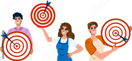 focus setting goals vector. motivation planning, strategy success, objective target focus setting goals character. people flat cartoon illustration