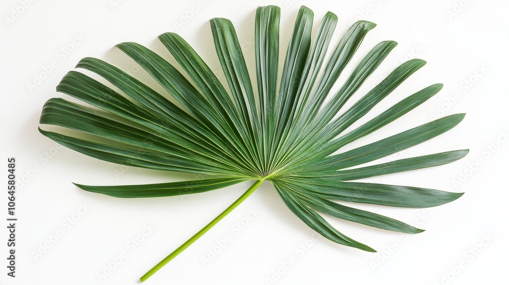 Fototapeta premium Elegant Green Palm Leaf on White Background