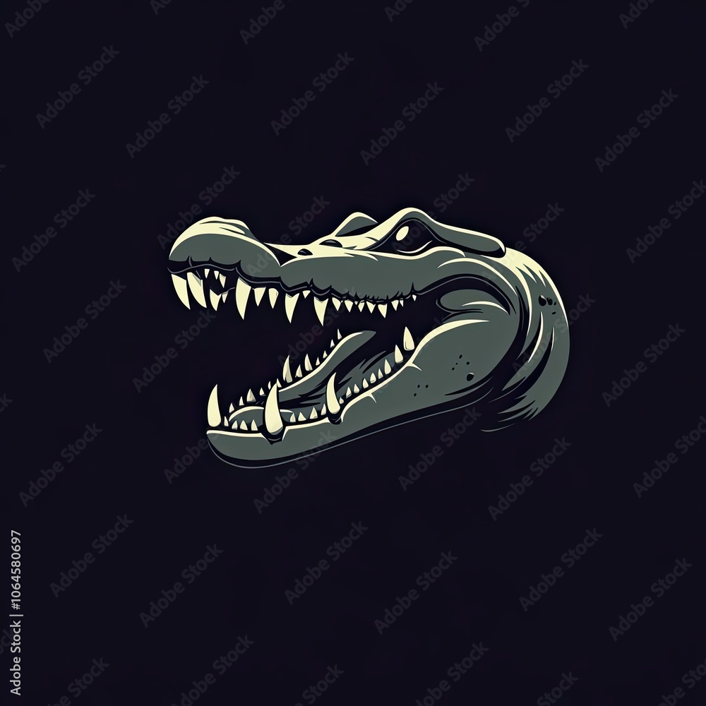 Naklejka premium A Detailed Close-up of a Crocodile's Open Mouth with Sharp Teeth