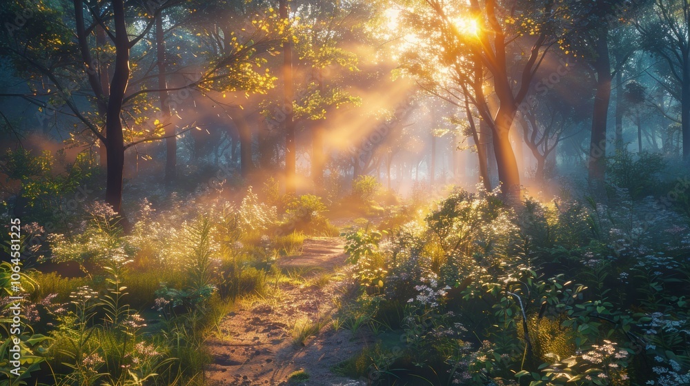 Sunrise in a Mystical Forest Sunrise in a Mystical Forest