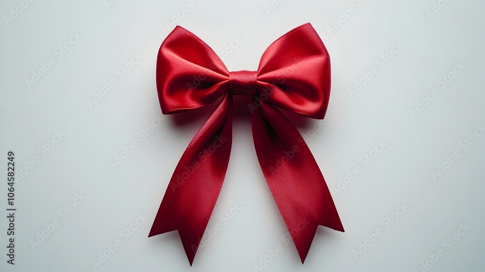 Elegant Red Satin Bow on White Background Decorative Accessory for Gift Wrapping and Cards Elegant Red Satin Bow on White Background Decorative Accessory for Gift Wrapping and Cards