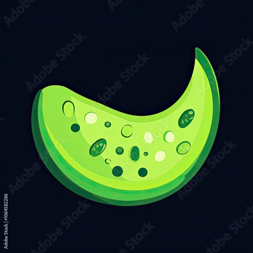 Abstract Green Crescent Shape with Circular Patterns photo