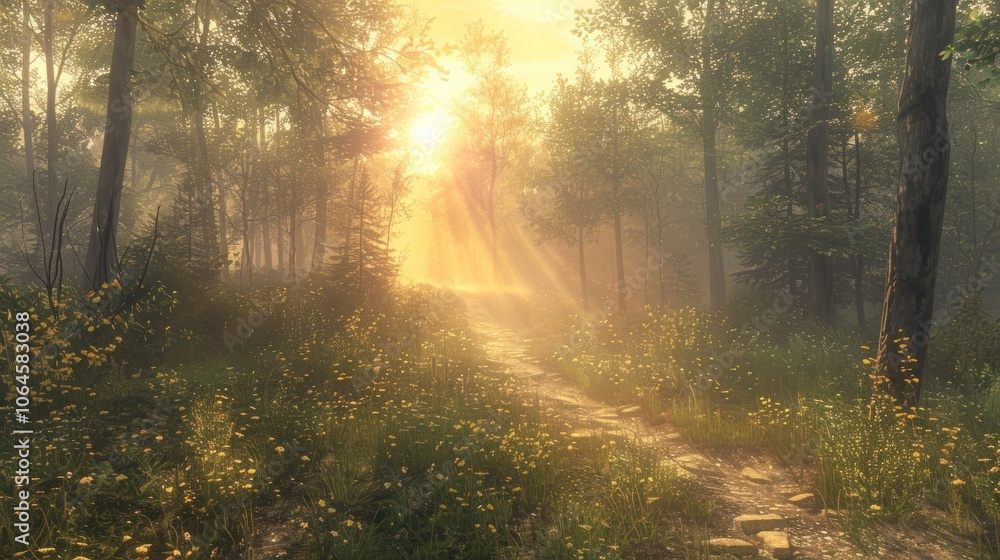 Obraz premium Sunlit Forest Path