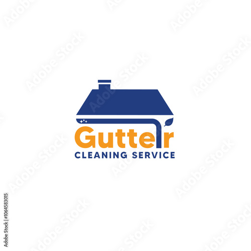 Logo design featuring a house icon representing gutter cleaning services. Ideal for businesses offering cleaning, maintenance, or home improvement services.