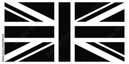 black and white version of the UK flag vector isolated on wite bg.	
