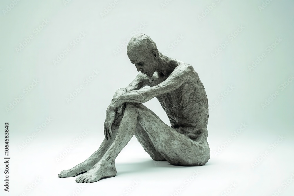 A seated, contemplative human figure in a minimalist style. A seated, contemplative human figure in a minimalist style.