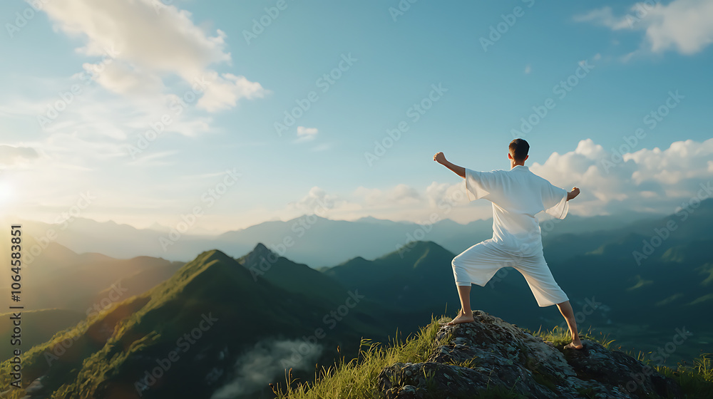 Achieve balance and strength mastering one-legged stance on mountain peaks Achieve balance and strength mastering one-legged stance on mountain peaks