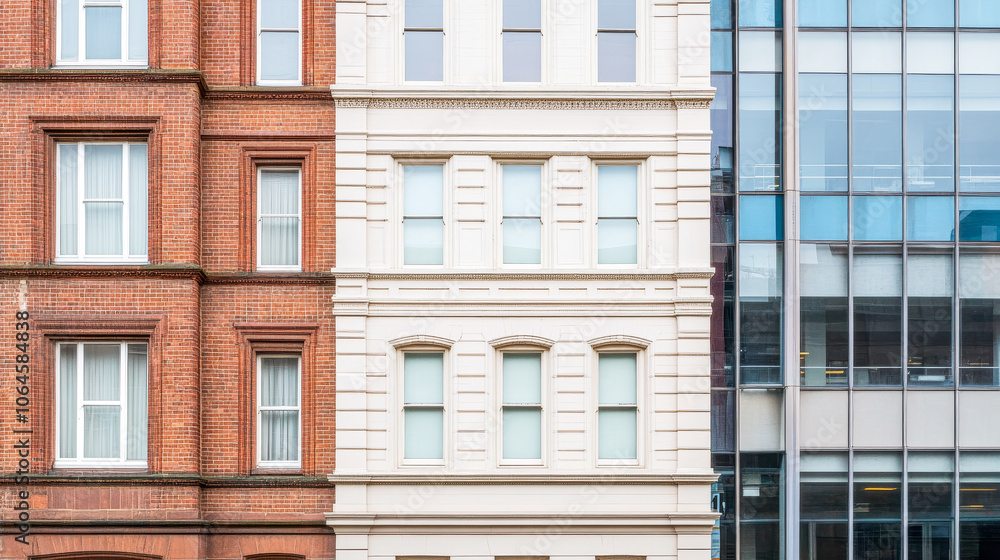 Fototapeta premium A juxtaposition of architecture showcasing historic and modern design elements in an urban setting