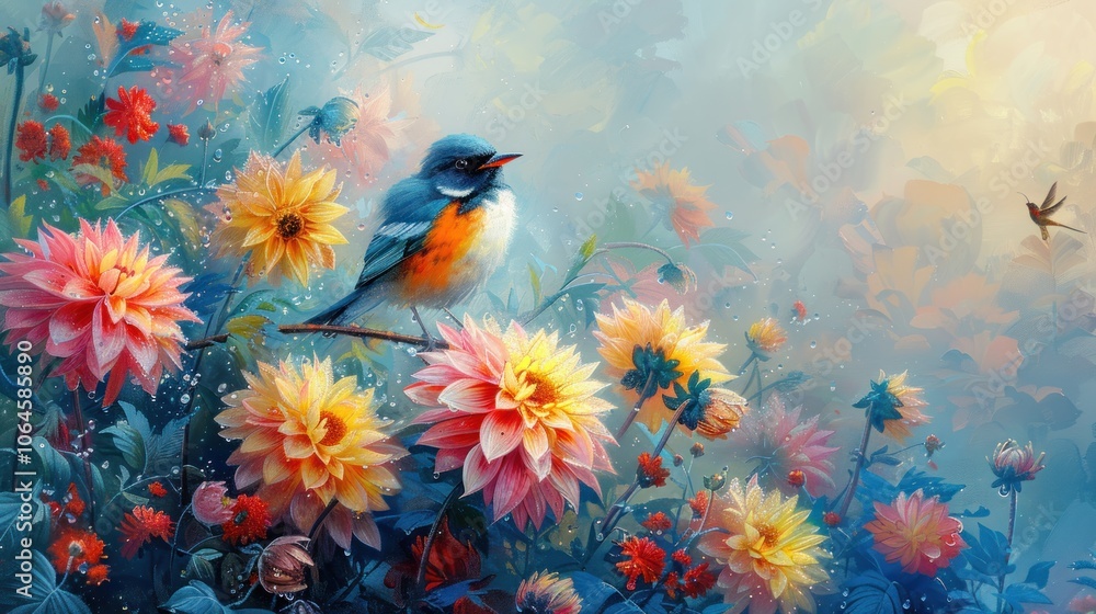 Blue Bird in a Garden Blue Bird in a Garden