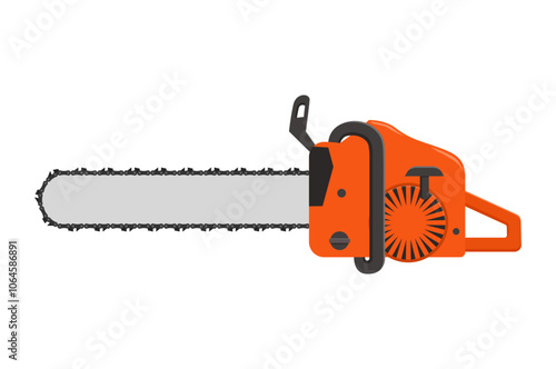 Vector illustration of chainsaw isolated on white background. Lumberjack tool. Woodcutter saw. Wood forester cutter