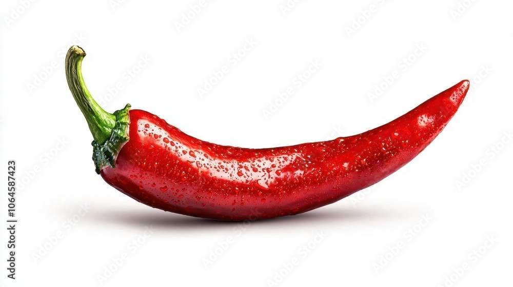 A photostock of a red chili pepper on a white background, isolated and vibrant. A photostock of a red chili pepper on a white background, isolated and vibrant.