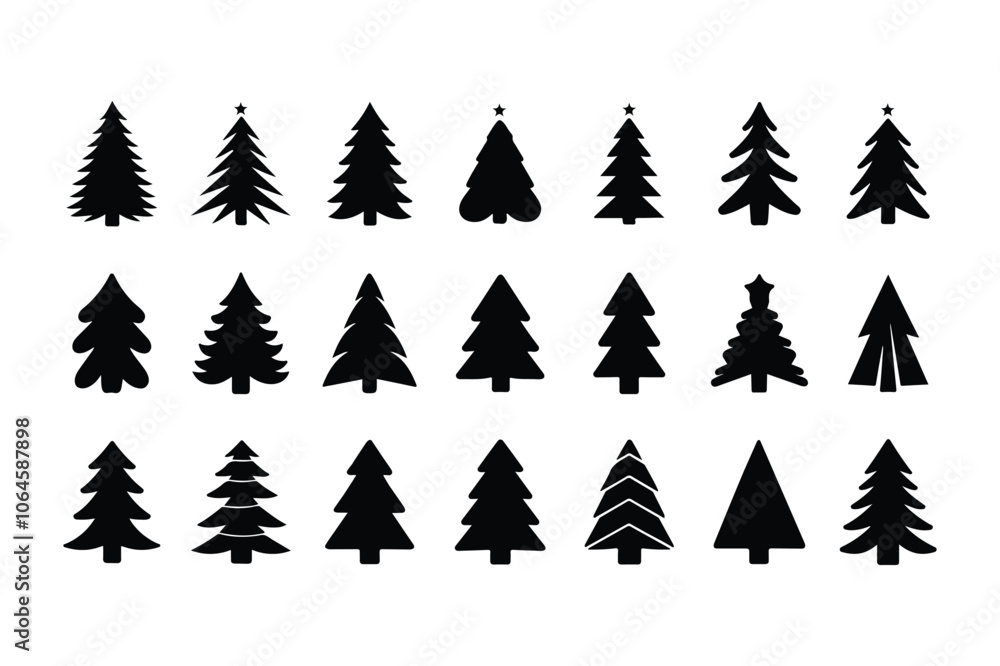 Obraz premium christmas tree silhouette vector boundle