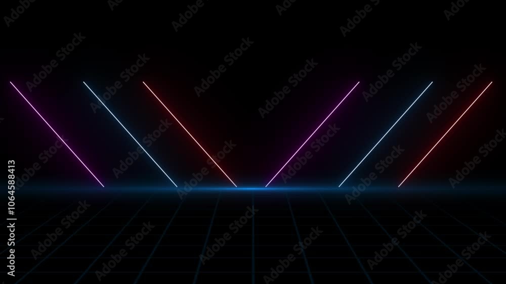 looped 3d animation, abstract background neon stripes lines looped 3d animation, abstract background neon stripes lines