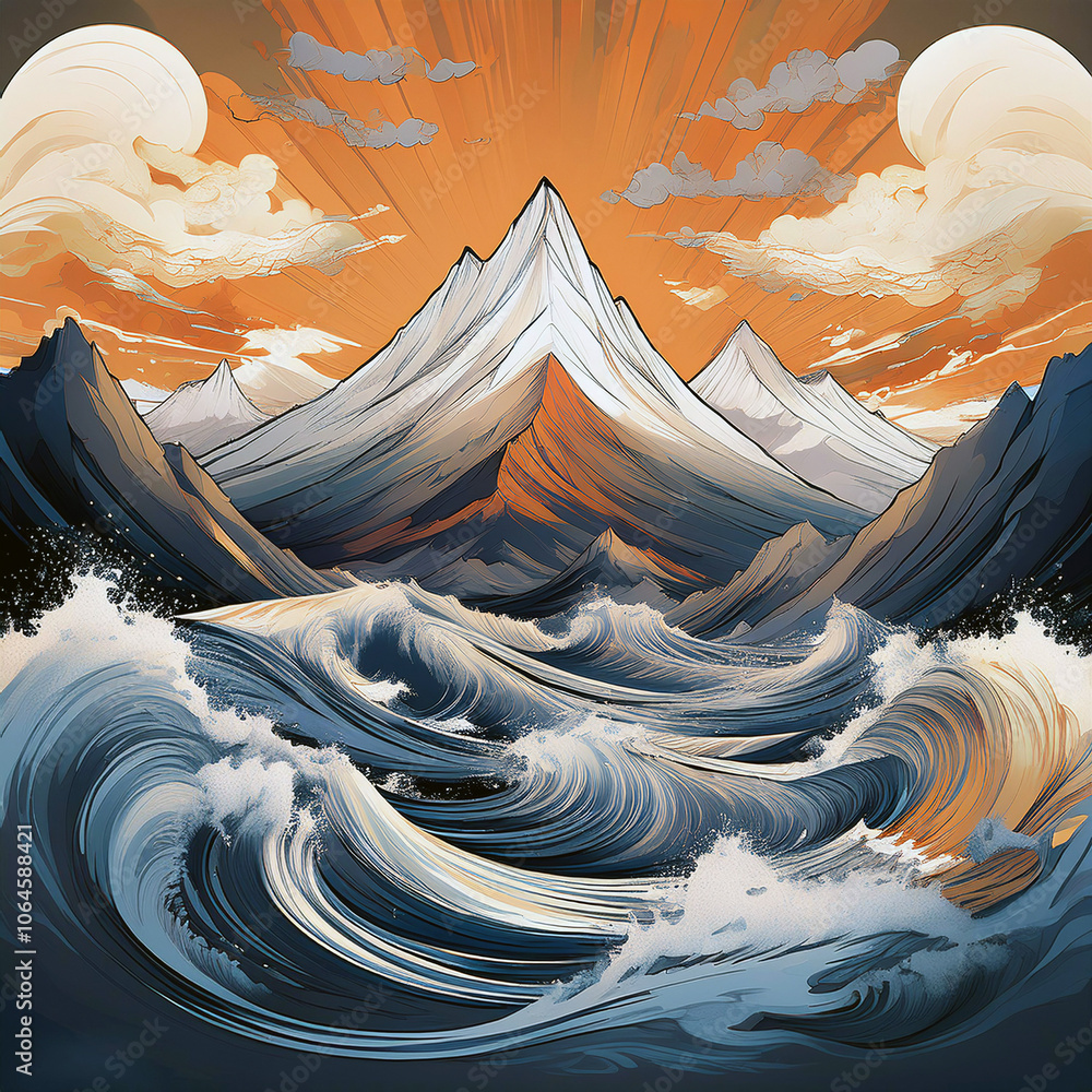 Dramatic Mountain Landscape with Surreal Clouds Dramatic Mountain Landscape with Surreal Clouds