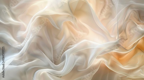 A white smooth silk fabric with a pattern of orange and yellow