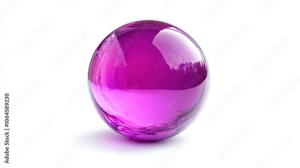 Glossy purple sphere with reflections on a white background, creating a bold and stylish look Glossy purple sphere with reflections on a white background, creating a bold and stylish look