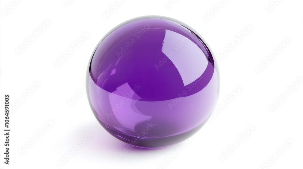 Semi-transparent violet sphere on a white background, showing subtle refractions and reflections Semi-transparent violet sphere on a white background, showing subtle refractions and reflections