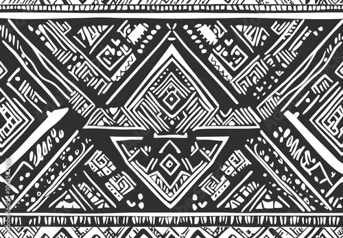 Abstract Geometric Black and White Pattern