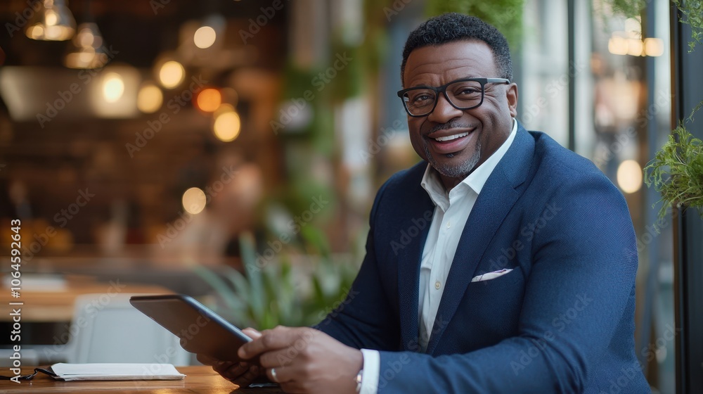 The Smiling Businessman with Tablet The Smiling Businessman with Tablet