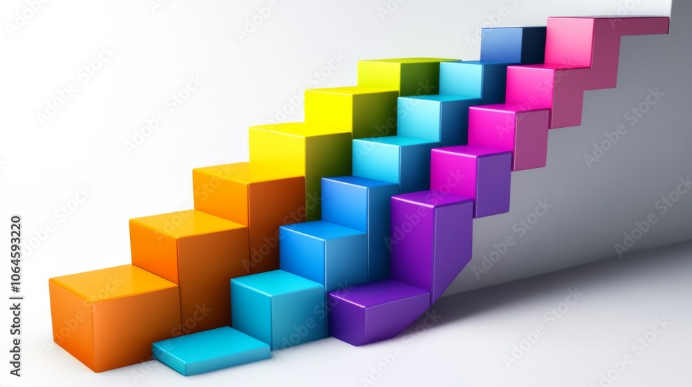 Fototapeta premium Colorful Steps Leading to a Bright Future