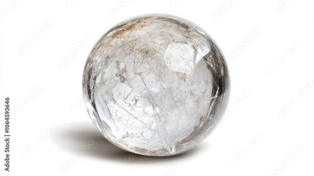 Transparent plastic sphere with faint reflections, isolated on white for a clean, simple design Transparent plastic sphere with faint reflections, isolated on white for a clean, simple design