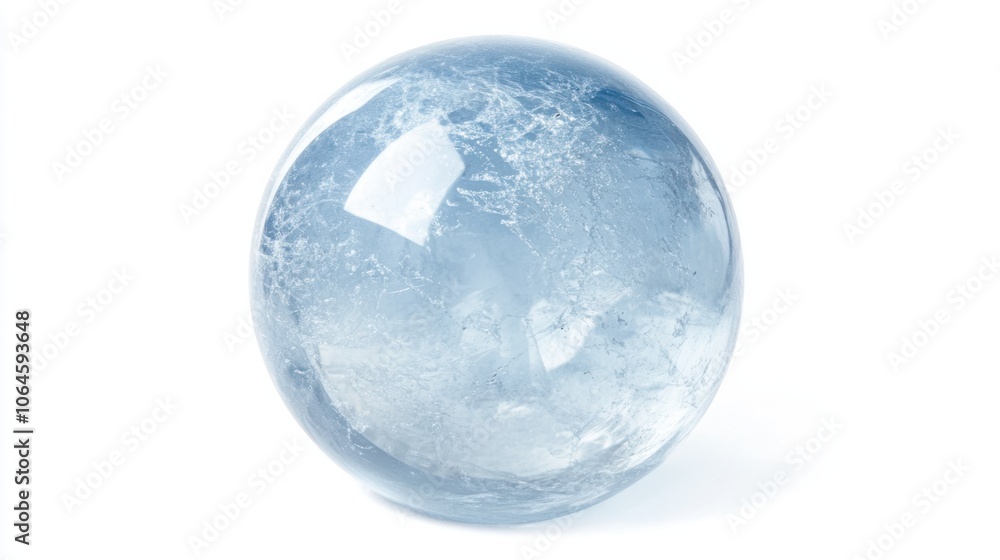 Transparent plastic sphere with faint reflections, isolated on white for a clean, simple design Transparent plastic sphere with faint reflections, isolated on white for a clean, simple design