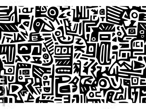 Traditional native artwork, African style geometric seamless background wallpaper