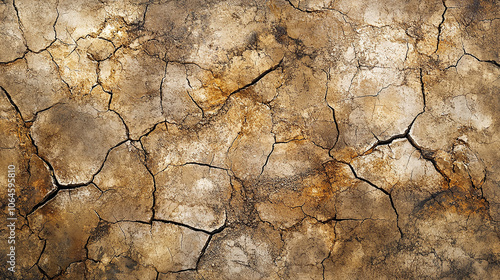 Exposed dry lakebed with cracked surface, earthy tones photo